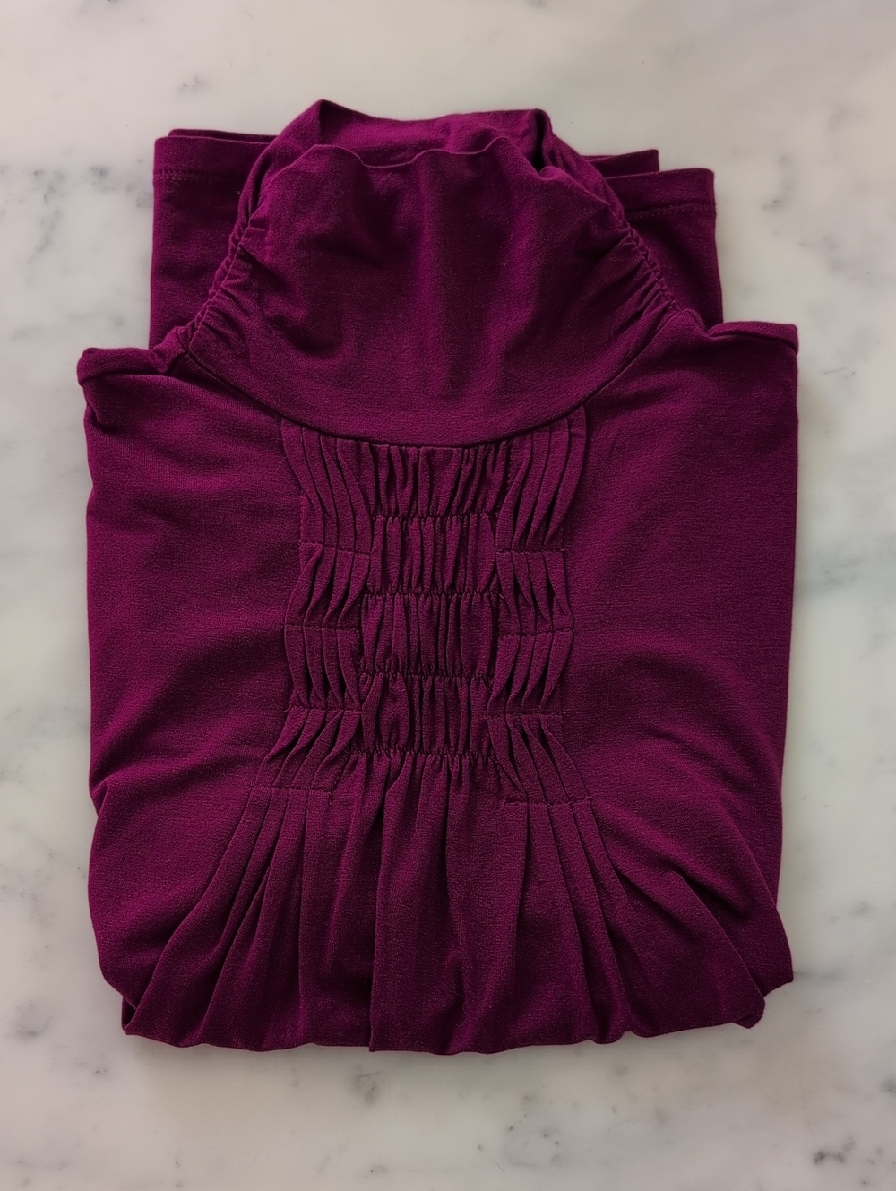 NWT. The Limited Rayon Spandex Front & High Neck W/Design Short Sleeve Blouse.
